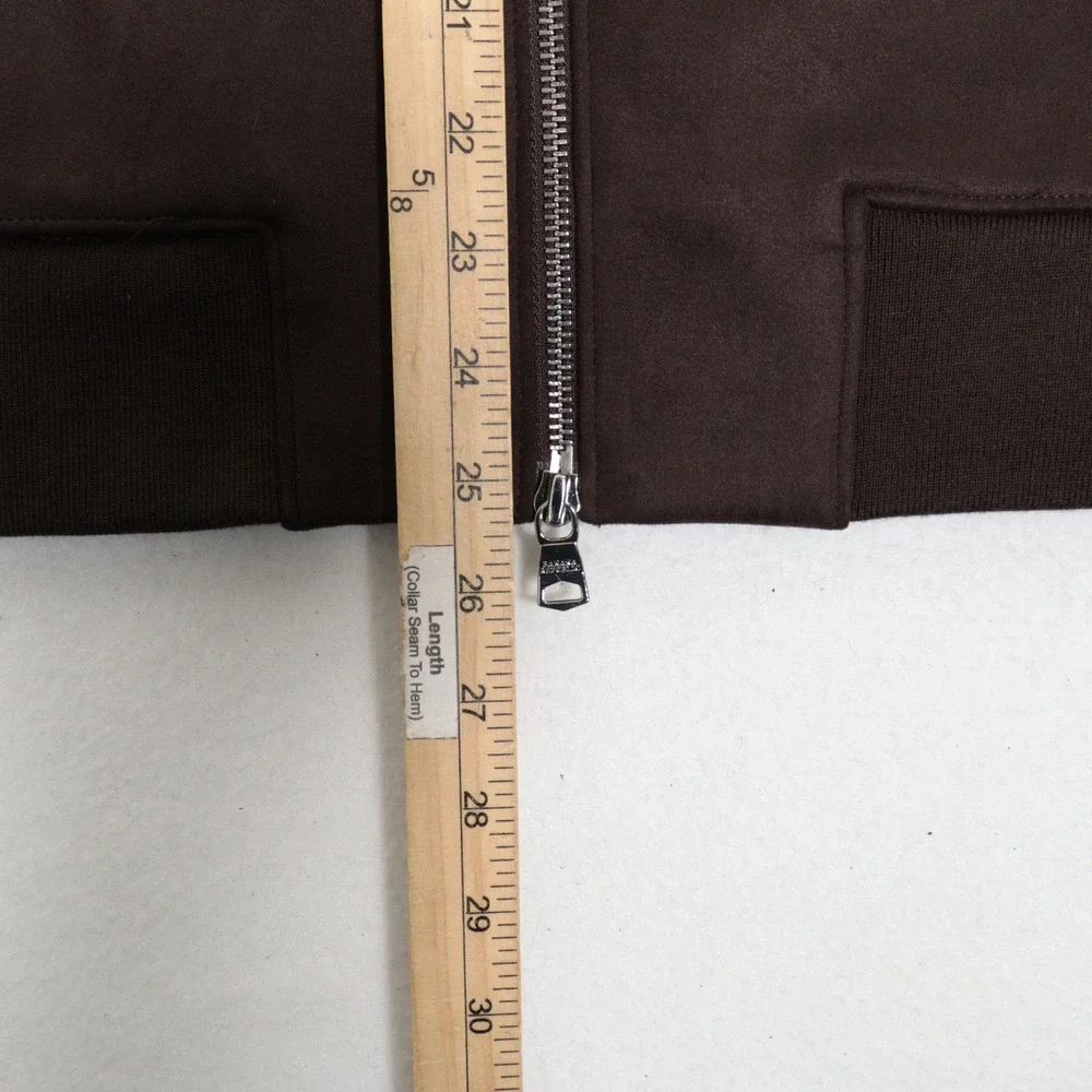 Banana Republic Bomber Jacket Vegan Suede Full Zip Brown Men Small NWOT